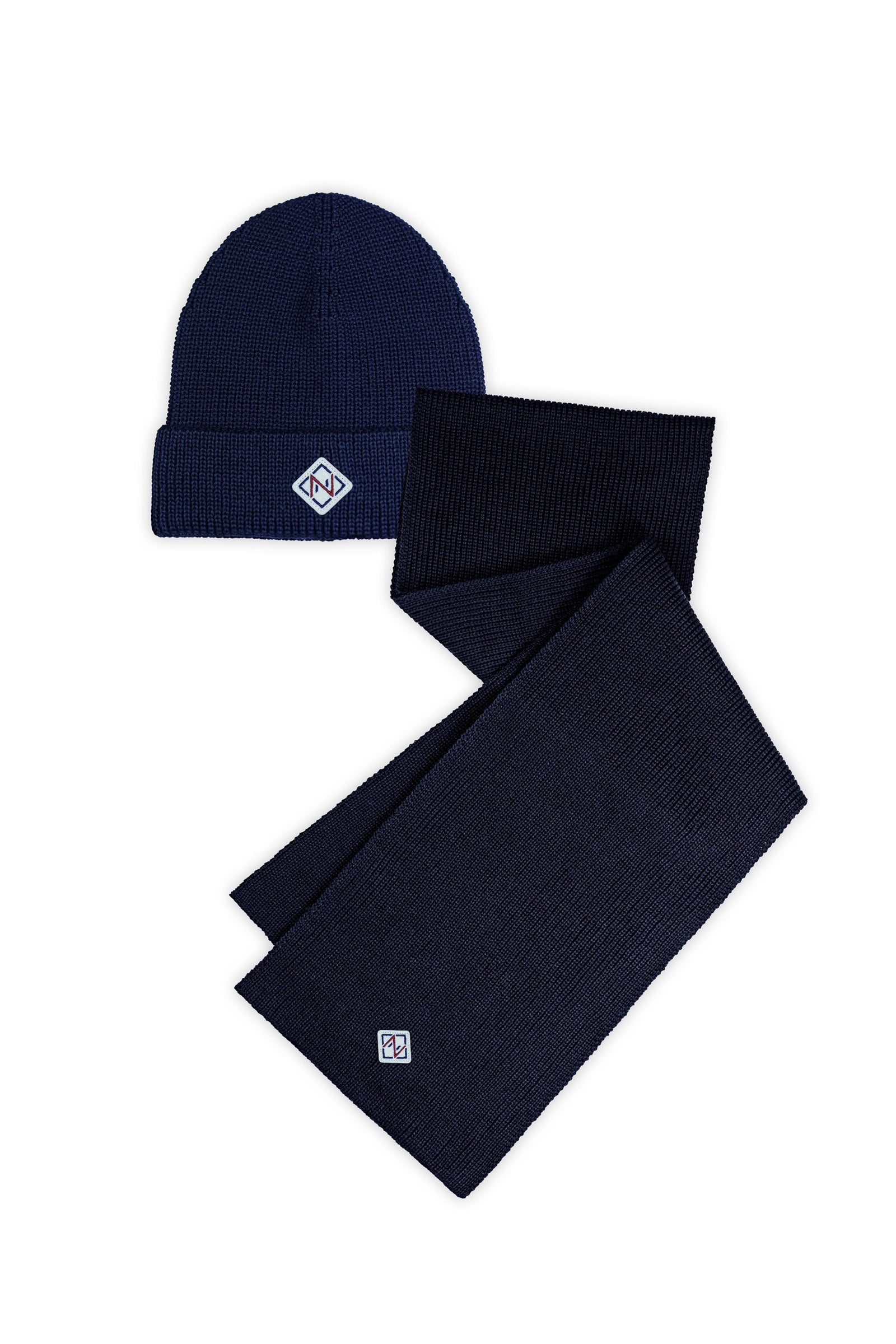 NAVY HAT & BLACK SCARF