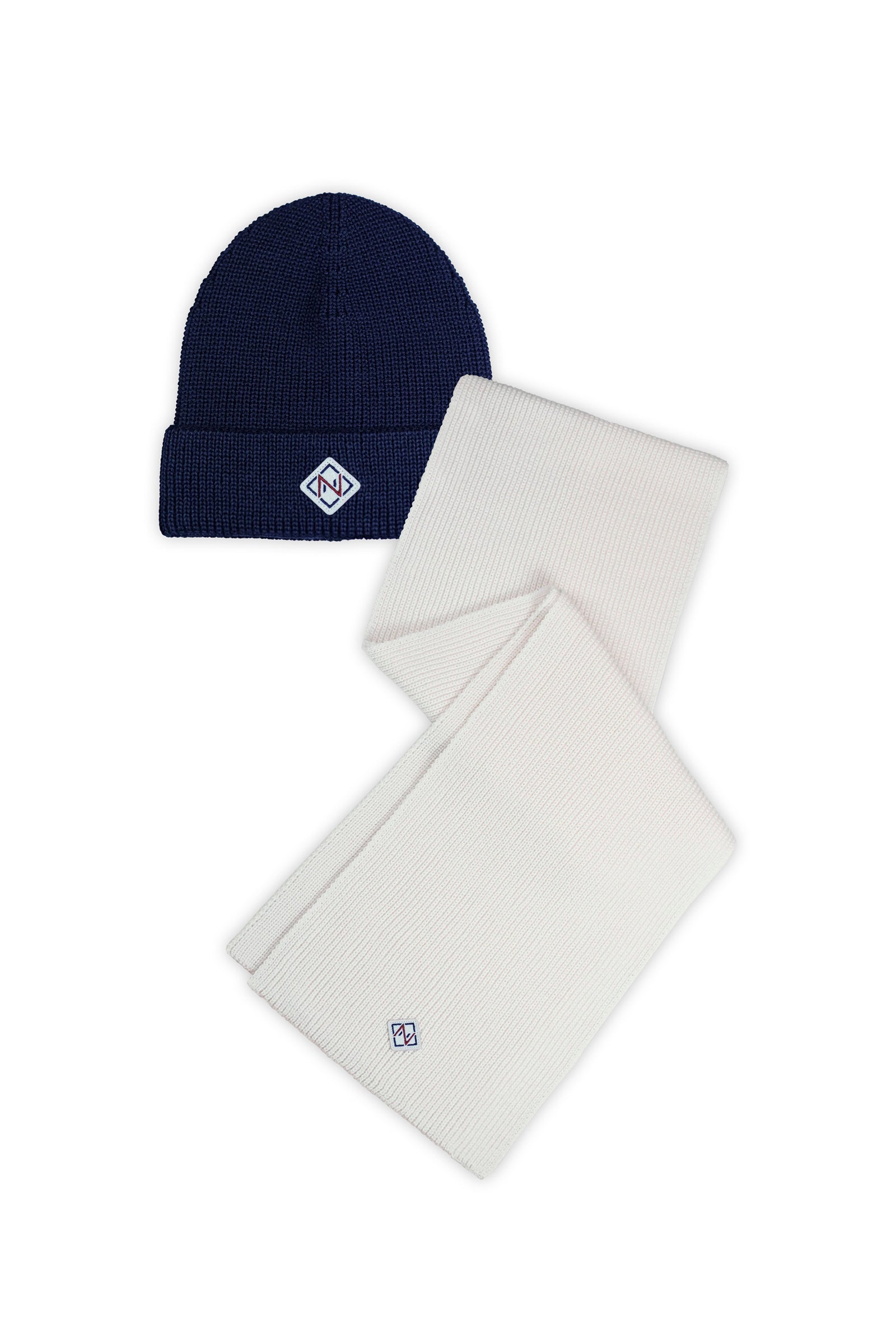 NAVY HAT & WHITE SCARF