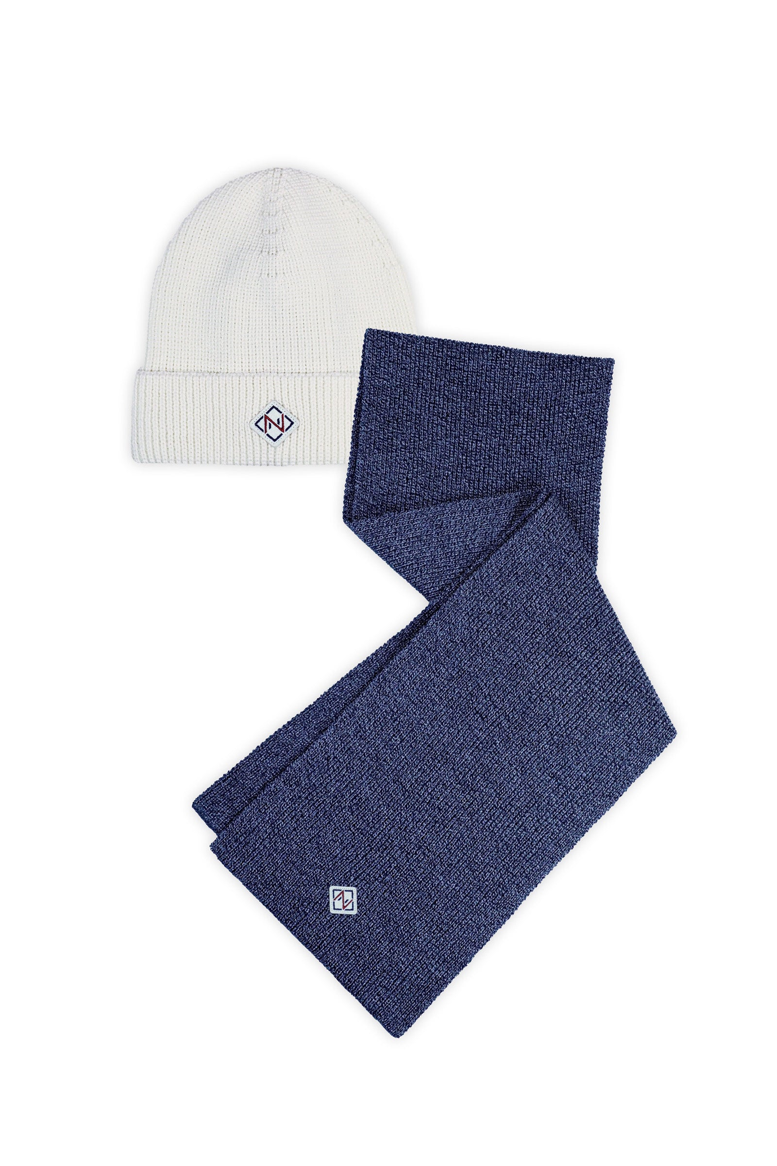 WHITE HAT & GREY SCARF